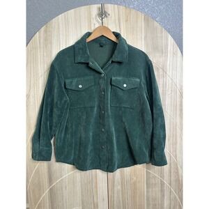 Wild Fable Green Corduroy Shacket Button Down Shirt Jacket Forest Green Small